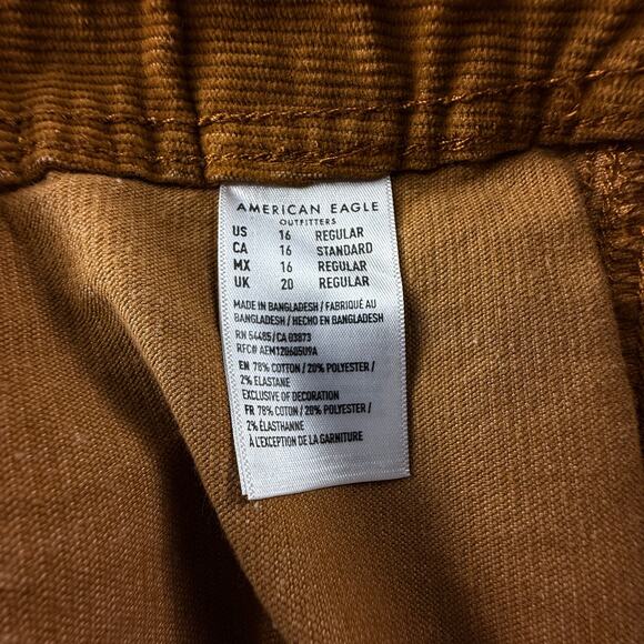 American Eagle Corduroy Mini Skirt Women's 16 Regular Brown Super Stretch - Picture 3 of 5